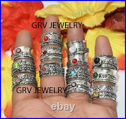 100pcs Wholesale Mixed Designs & Gemstones Spinner Ring Meditation Ring Jewelry