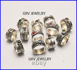 100pcs Wholesale Mixed Designs & Gemstones Spinner Ring Meditation Ring Jewelry
