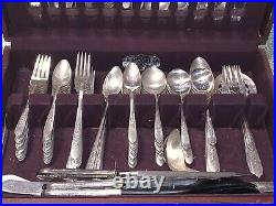 105 Piece Nobility Plate Oneida Royal Rose Vintage Silver Plate Silverware Set