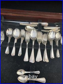 128 Piece Canteen Bead Cutlery 12 Place Silver Plate Table Sheffield Epns