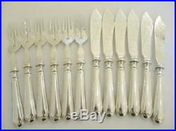 12 piece Antique Sterling Silver Plate Fish Cutlery Ornate Sea Monster Design