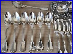 1845 1935 Christofle Chinon Filet Fiddle Silver Plated 57 piece cutlery set