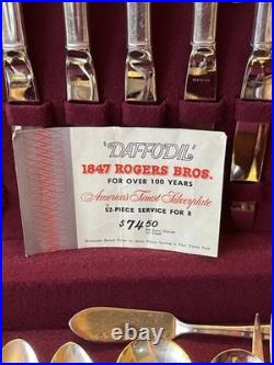 1847 Rogers Brothers 103 Piece Silver Plate 1950 Daffodil Flatware Set Box