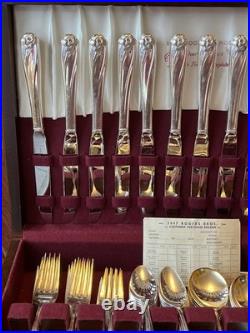 1847 Rogers Brothers 103 Piece Silver Plate 1950 Daffodil Flatware Set Box