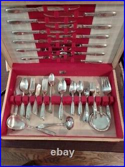 1847 Vintage Rogers Bros Silverware 117 Piece In Wooden Box