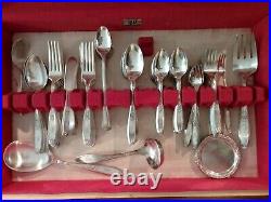 1847 Vintage Rogers Bros Silverware 117 Piece In Wooden Box