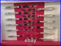 1847 Vintage Rogers Bros Silverware 117 Piece In Wooden Box