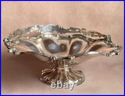 1860/70 Silver Plated Bread Fruit Basket Centre Piece Pierced Ornate Handle