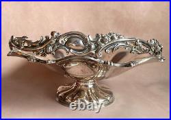 1860/70 Silver Plated Bread Fruit Basket Centre Piece Pierced Ornate Handle