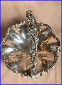 1860/70 Silver Plated Bread Fruit Basket Centre Piece Pierced Ornate Handle
