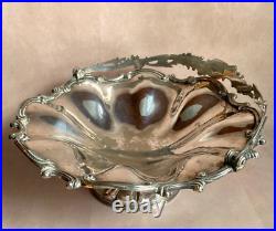 1860/70 Silver Plated Bread Fruit Basket Centre Piece Pierced Ornate Handle
