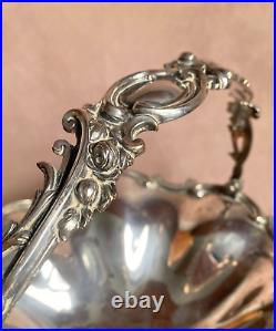 1860/70 Silver Plated Bread Fruit Basket Centre Piece Pierced Ornate Handle