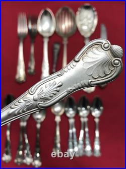 18 Pc KINGS Pattern Silverplated FLATWARE MIX + SERVING PCS Mixed Makers