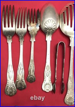 18 Pc KINGS Pattern Silverplated FLATWARE MIX + SERVING PCS Mixed Makers