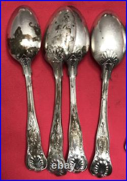 18 Pc KINGS Pattern Silverplated FLATWARE MIX + SERVING PCS Mixed Makers