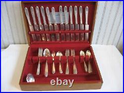 1921 Oneida Silver Plate Grosvenor 46 Piece Flatware Set NAKEN Chicago IL Box