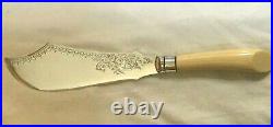 1930s Vintage Silver Plated Fish Servers Utensils Sardine Fork Boxed Faux Bone