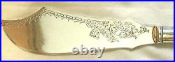 1930s Vintage Silver Plated Fish Servers Utensils Sardine Fork Boxed Faux Bone