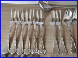 1935 Christofle CHRYSANTHEMUM old Marly Silver Plated 41 piece cutlery set ladle