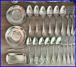 1935 Christofle Rubans ribbons Silver Plated 44 piece cutlery set ladle salad
