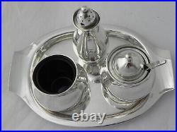 1960's Eric Clements Design Classic Silver Plated 4-piece Condiment / Cruet set