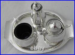 1960's Eric Clements Design Classic Silver Plated 4-piece Condiment / Cruet set