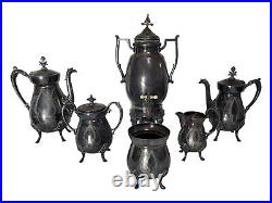 19th C. Antique 6 Piece Manhattan Plate Co Silver Plated Coffee Tea Service Set
