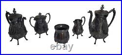 19th C. Antique 6 Piece Manhattan Plate Co Silver Plated Coffee Tea Service Set