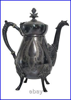 19th C. Antique 6 Piece Manhattan Plate Co Silver Plated Coffee Tea Service Set