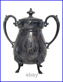 19th C. Antique 6 Piece Manhattan Plate Co Silver Plated Coffee Tea Service Set
