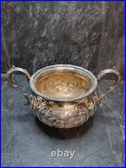 19th Century Silver Plated Victorian 4 Piece Hand Chased Tea/Coffee Set