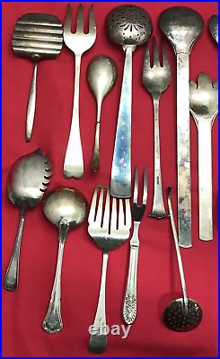 22 Assorted Antique to Vintage Silverplated SERVING PIECES 8 to 15 Mix