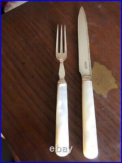 23 Piece Canteen Of Mother Of Pearl & Silver Plated Fruit Knives & Forks (mop-f)