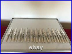 23 Piece Uncased Set Of Mother Of Pearl & Silver Plated Fruit Knives & Forks