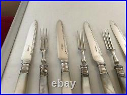 23 Piece Uncased Set Of Mother Of Pearl & Silver Plated Fruit Knives & Forks