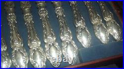24 PIECE SILVER PLATED CANTEEN OF FISH KNIVES & FORKS PIERCED DECOR in box