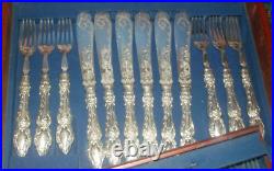 24 PIECE SILVER PLATED CANTEEN OF FISH KNIVES & FORKS PIERCED DECOR in box