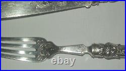 24 PIECE SILVER PLATED CANTEEN OF FISH KNIVES & FORKS PIERCED DECOR in box