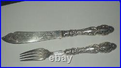 24 PIECE SILVER PLATED CANTEEN OF FISH KNIVES & FORKS PIERCED DECOR in box