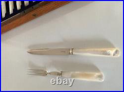24 Piece Canteen Of Mother Of Pearl & Silver Plated Fruit Knives & Forks (mop-8)