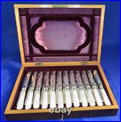 24 Piece Canteen Of Mother Of Pearl & Silver Plated Fruit Knives & Silver Forks