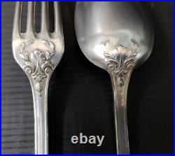 24-Piece Cutlery Set 12 Spoon 12 Fork Silver Plate Art Nouveau
