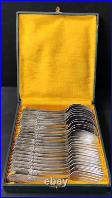 24-Piece Cutlery Set 12 Spoon 12 Fork Silver Plate Art Nouveau