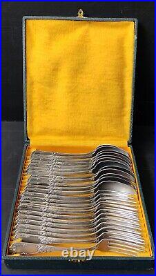 24-Piece Cutlery Set 12 Spoon 12 Fork Silver Plate Art Nouveau