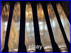 24 Piece Mother Of Pearl & Silver Plated Dessert Knives and Forks