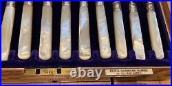 24 Piece Mother Of Pearl & Silver Plated Dessert Knives and Forks