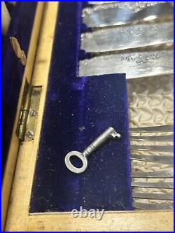 24 Pieces J S & S Silver Plated Fish Knives Forks Mother of Pearl Canteen Box