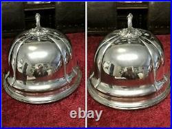 2 Antique Graduated Silver Plated Family Crested Cloches/Meat Domes c. 1800