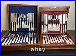 2 x Set of 36 Piece Canteen of Silver Plated & Mother of Pearl Knives & Forks