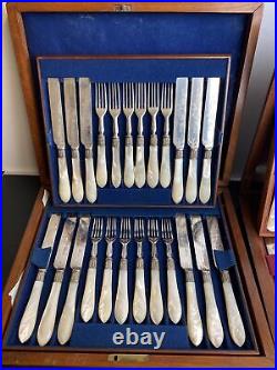 2 x Set of 36 Piece Canteen of Silver Plated & Mother of Pearl Knives & Forks
